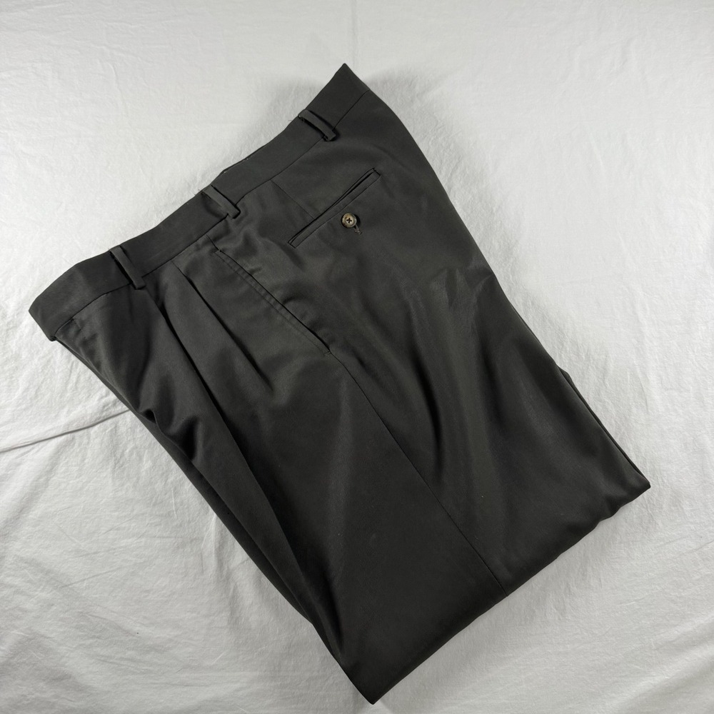 VTG Brooks Brothers Men's Sz 34 Gray Wool Pleated Union Made Cuffed‎ Dress Pants